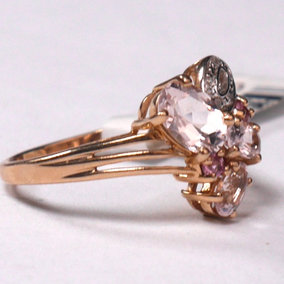 10k Pink Morganite Sapphire Ring SOLID Yellow Gold NEW - Picture 7 of 9